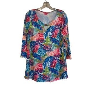 Sunny Leigh Tropical Print 3/4 Sleeve Top
